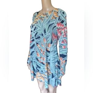 Mara Hoffman Womens Tropical Tapestry Aline Dress Long Sleeved Short Size Medium